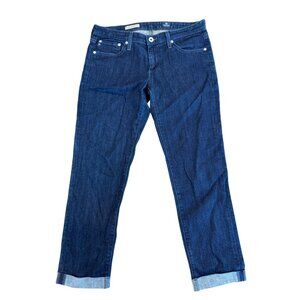 Adriano Goldschmied Stevie Roll-Up Slim Straight Cropped Jeans 28R Stretch Dark